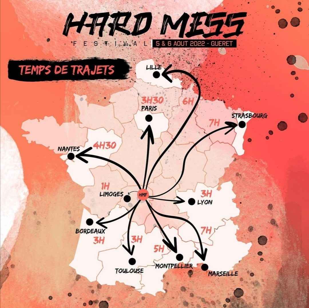 Carte des bus - Hard Mess Festival 2022