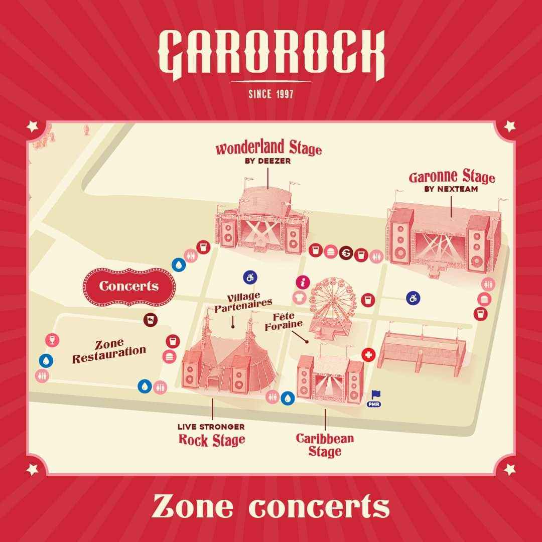 Plan de la zone concerts du Garorock 2023