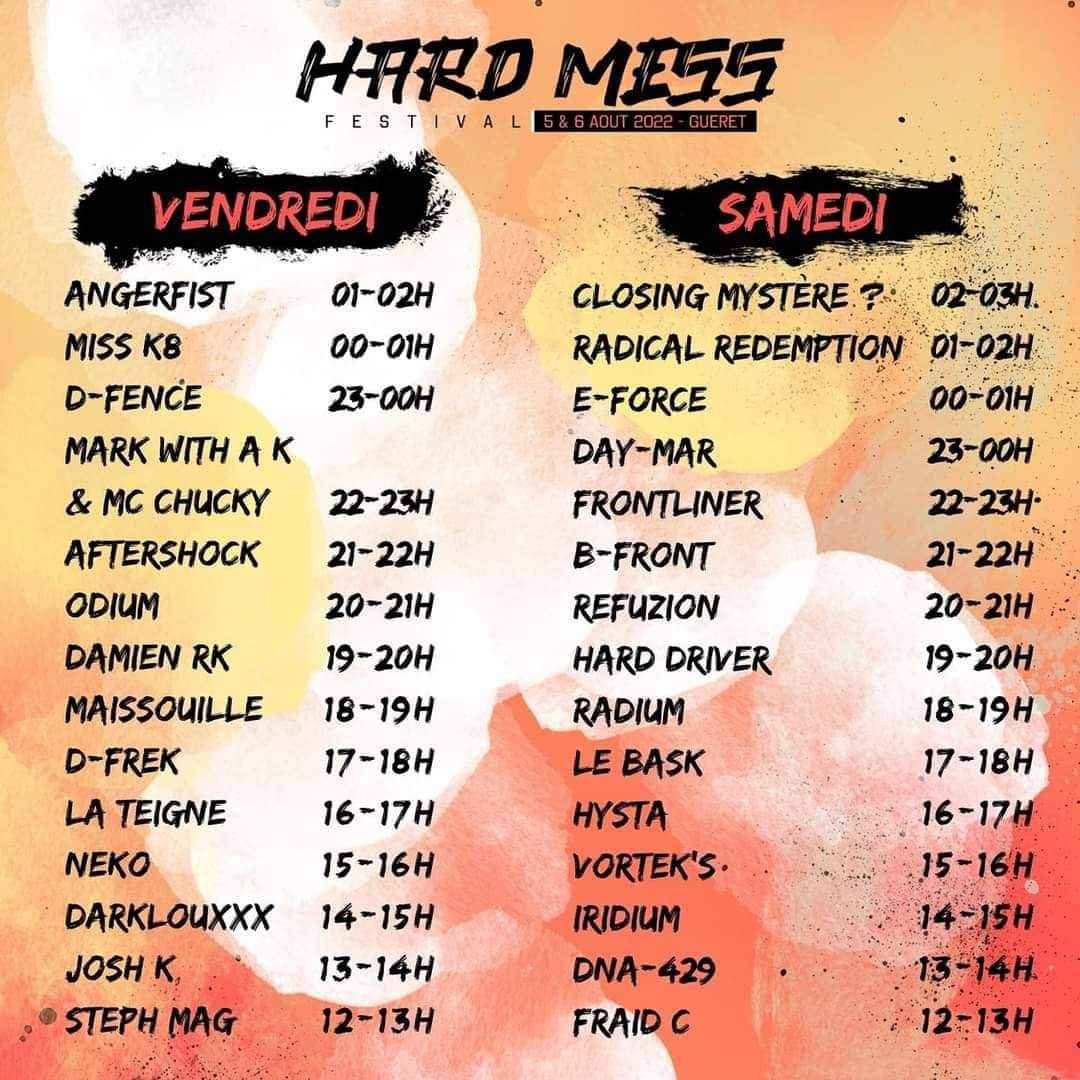 Timetable - Hard Mess Festival 2022